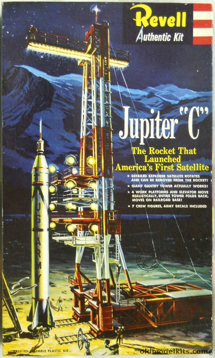 Revell 1/100 Jupiter C -  With Working Gantry / Elevator / Explorer Satellite and Crew - 'S' Issue, H1819-198 plastic model kit